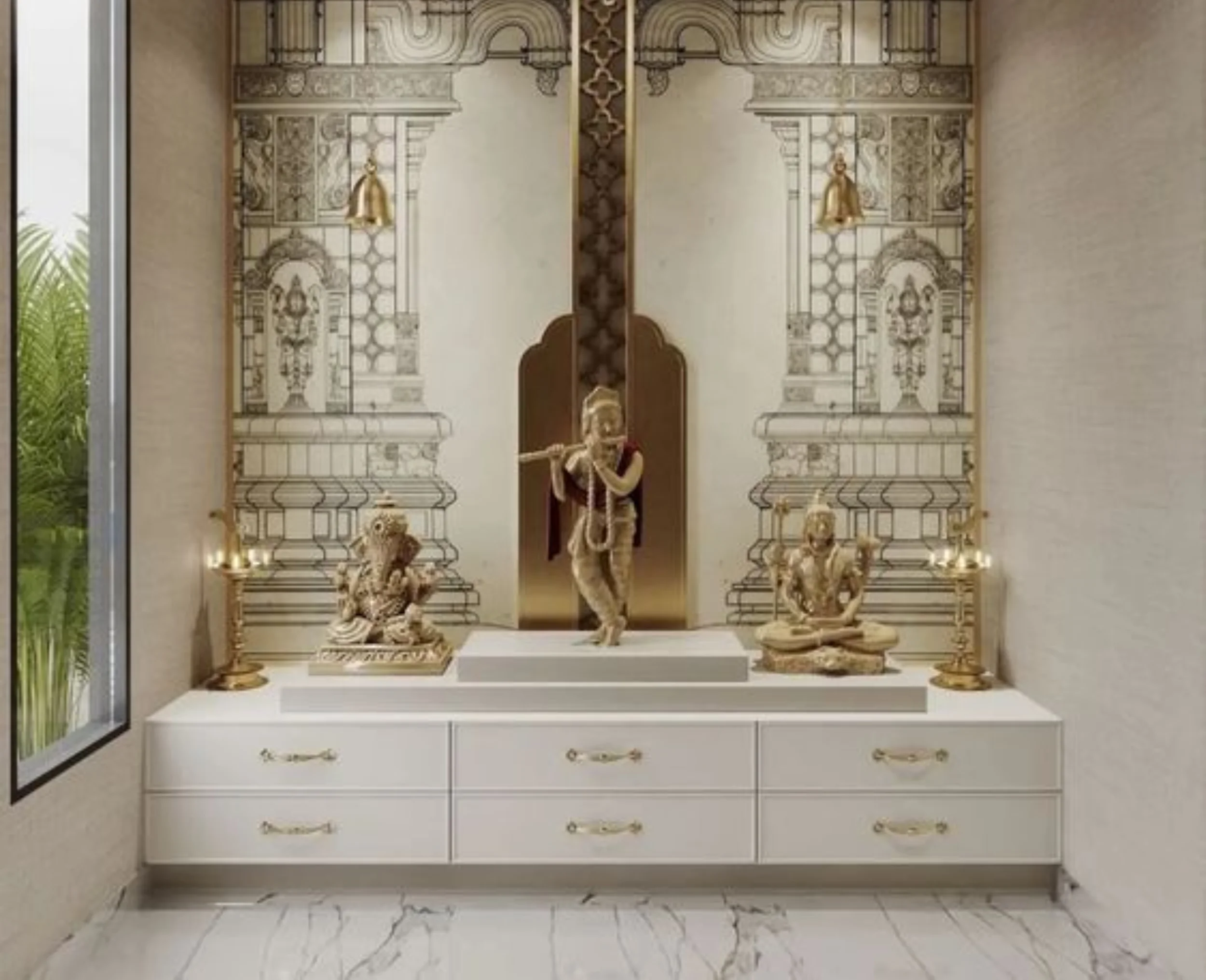 Radha Krishan Back Panel Corian Temple Manufacturers In Delhi - Art Stone​