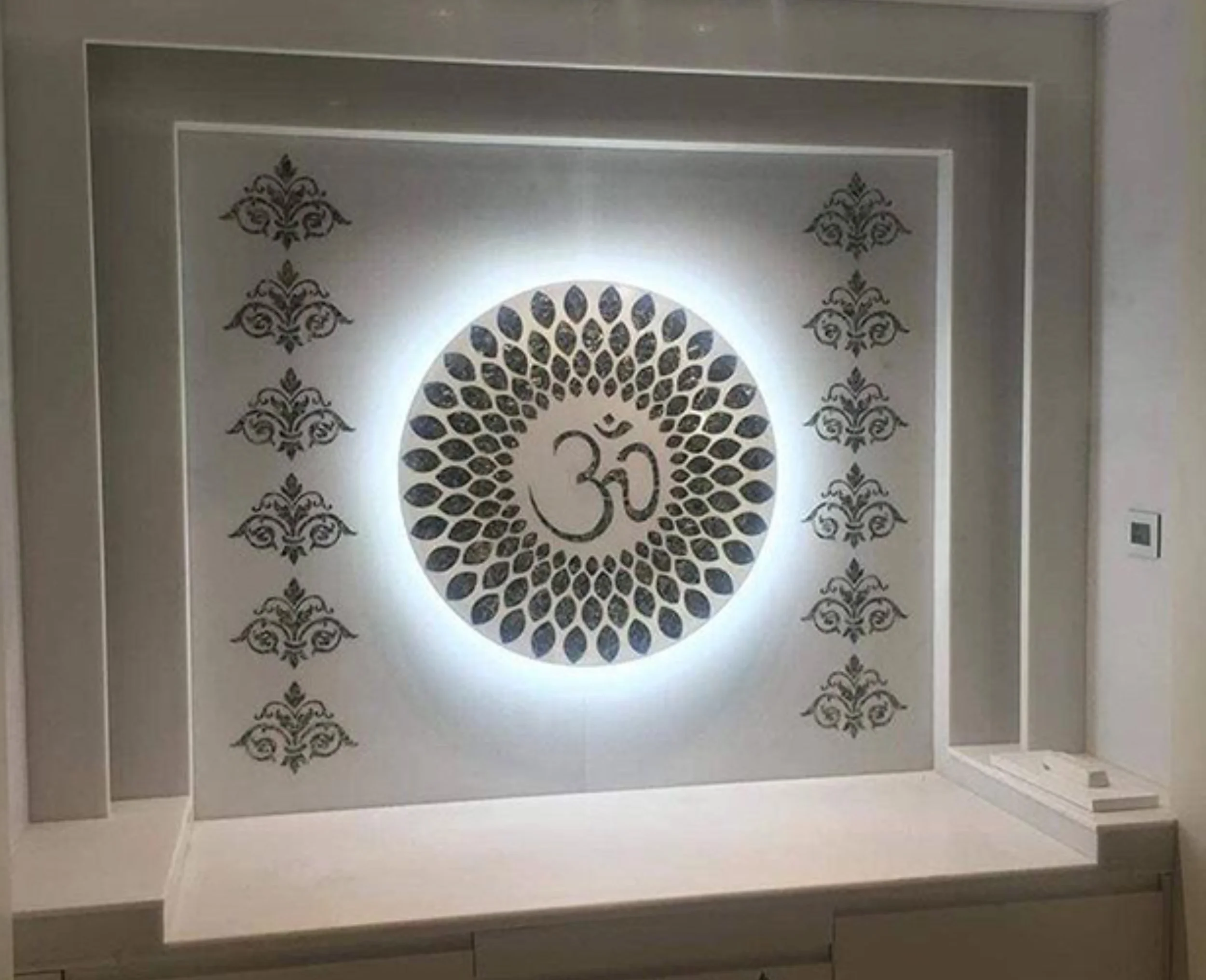Corian Mandir with Inlay Design Manufacturers In Delhi