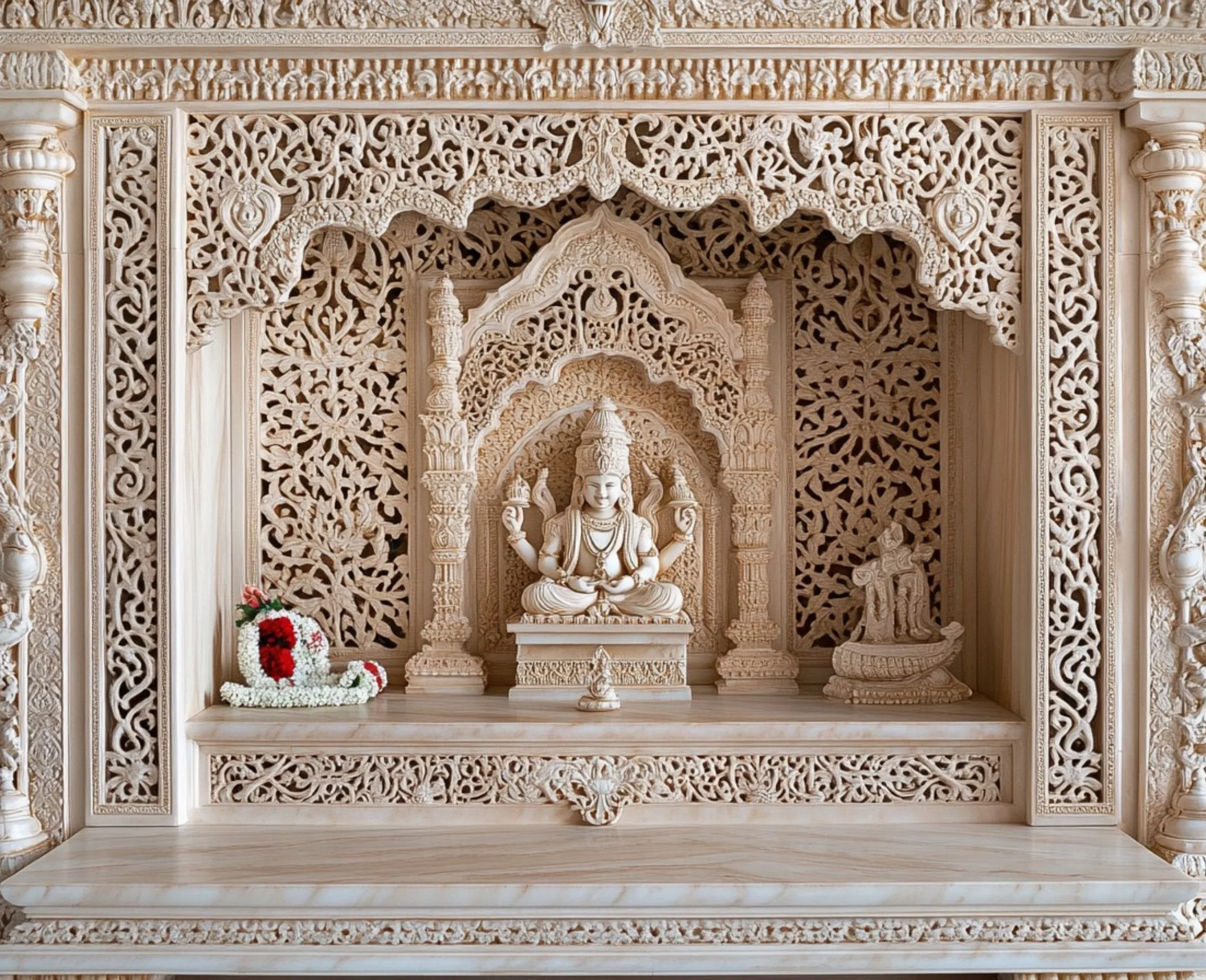 Marble Temple with Inlay Designs Manufacturers In Delhi