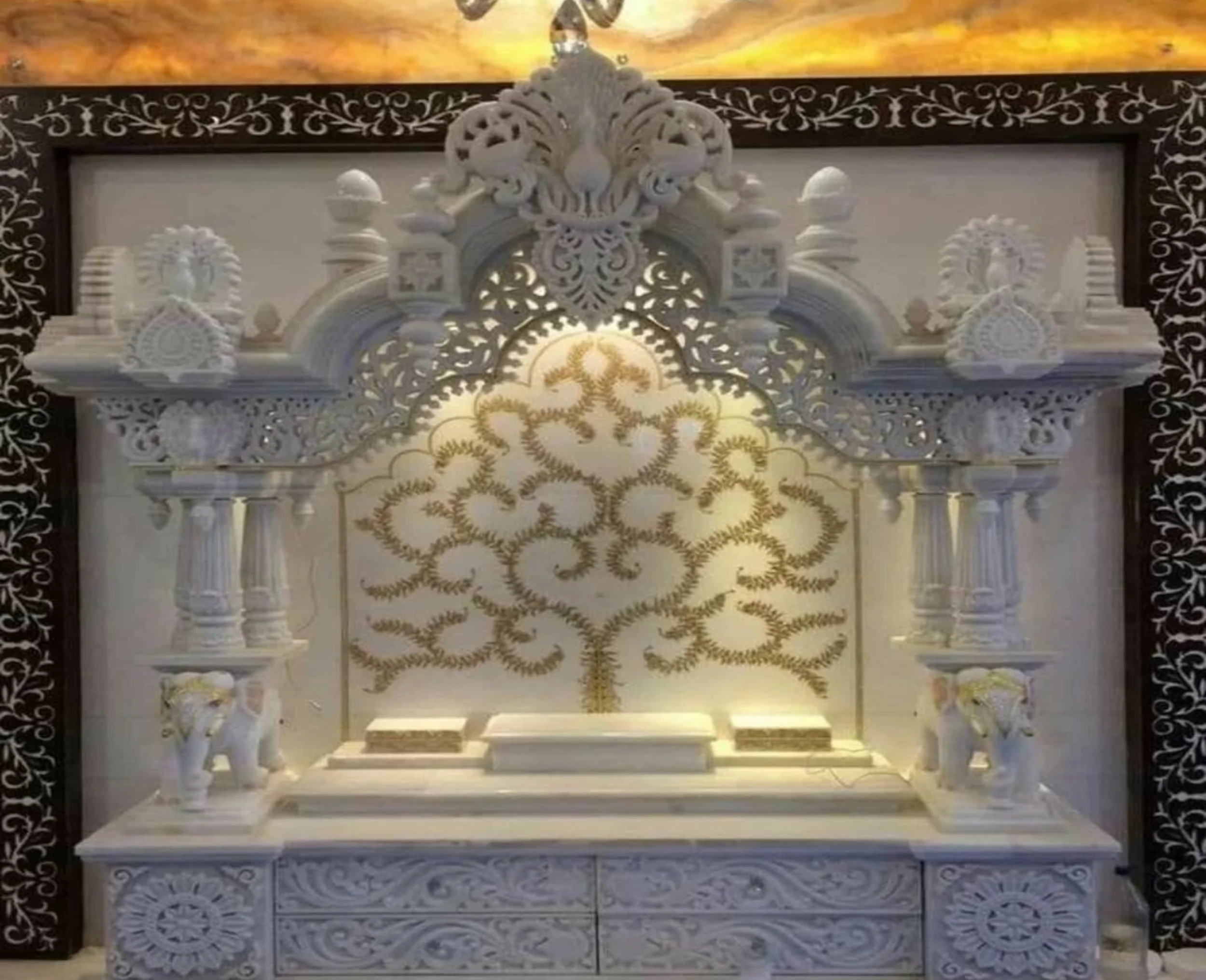 Marble Temple with Inlay Designs Manufacturers In Delhi - Art Stone ​